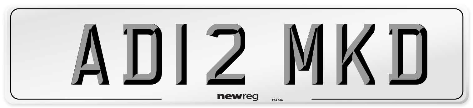 AD12 MKD Number Plate from New Reg
